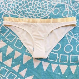 SOLID & STRIPED The Madison CB Bottom in Gold / Cream Size Medium